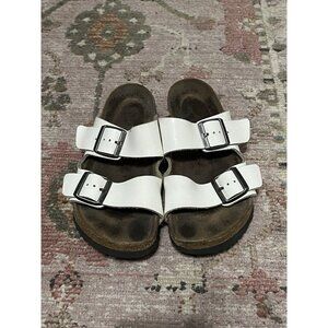White Patent Leather Arizona Birkenstocks Size 37 EU 6 US Wide